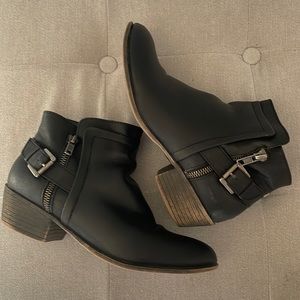 Madden Girl ankle buckle zippered boots